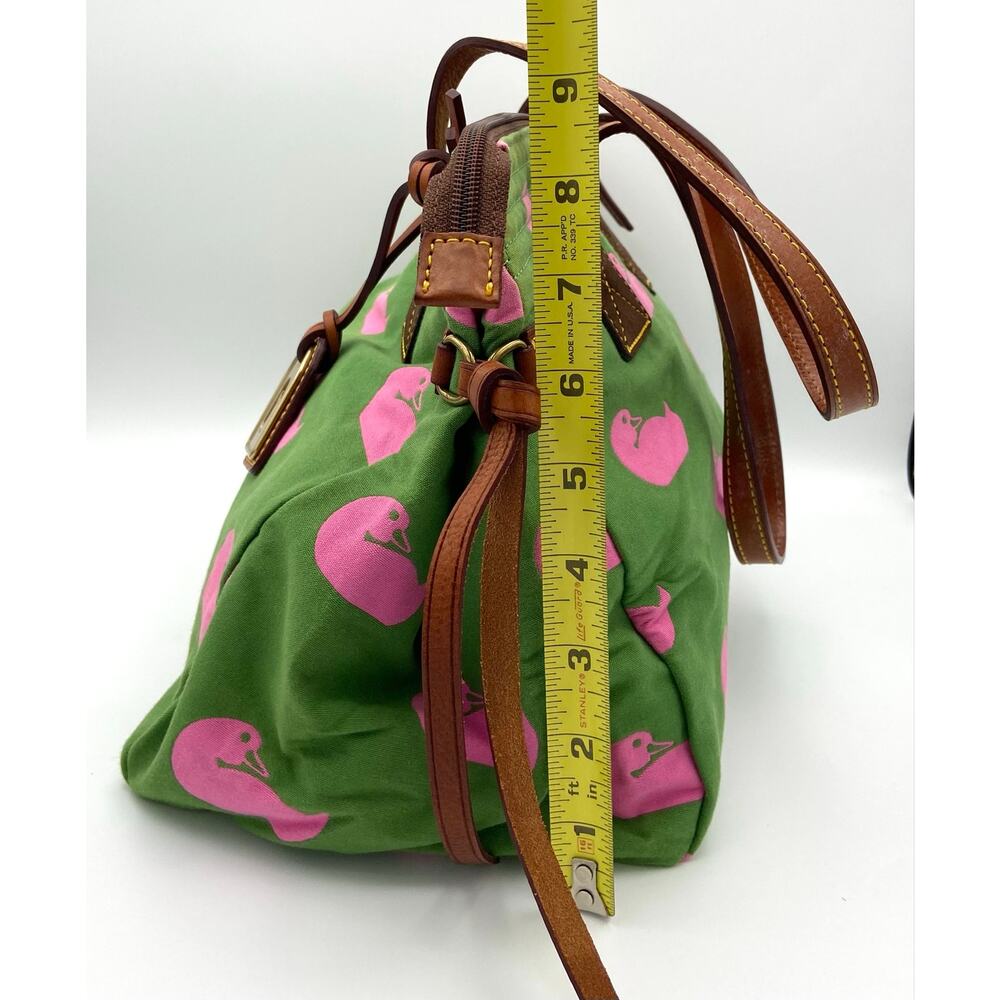 Vintage Dooney & Bourke Samantha Duck Canvas Tote Bag Green Pink Preppy Y2K READ - Picture 14 of 16